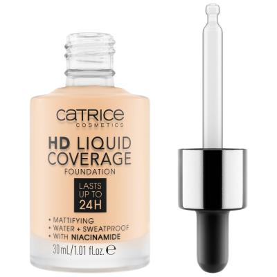 Catrice HD Liquid Coverage 24H Alapozó nőknek 30 ml Változat 002 Porcelain Beige