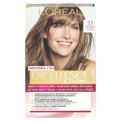 L&#039;Oréal Paris Excellence Creme Triple Protection Hajfesték nőknek 48 ml Változat 7,1 Natural Ash Blonde