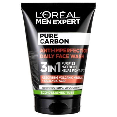 L&#039;Oréal Paris Men Expert Pure Carbon Anti-Imperfection 3in1 Arctisztító gél férfiaknak 100 ml