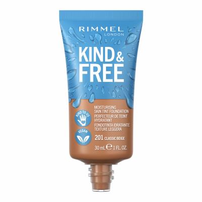 Rimmel London Kind &amp; Free Skin Tint Foundation Alapozó nőknek 30 ml Változat 201 Classic Beige