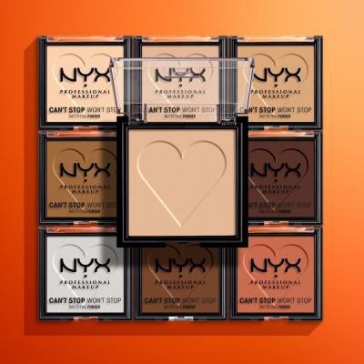 NYX Professional Makeup Can&#039;t Stop Won&#039;t Stop Mattifying Powder Púder nőknek 6 g Változat 03 Light Medium
