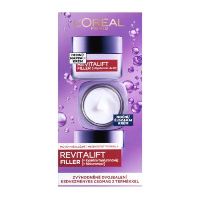 L&#039;Oréal Paris Revitalift Filler HA Duo Set Ajándékcsomagok Revitalift Filler HA nappali arckrém 50 ml + Revitalift Filler HA éjszakai arckrém 50 ml