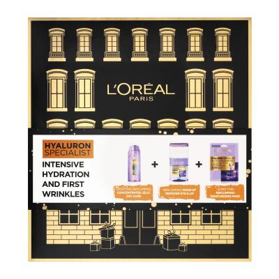 L&#039;Oréal Paris Hyaluron Specialist Intensive Hydration And First Wrinkles Ajándékcsomagok Hyaluron Specialist Concentrated Jelly arcgél 50 ml + Hyaluron Specialist Replumping Make-Up Remover sminklemosó készítmény 125 ml + Hyaluron Specialist Replumping Moisturizing Mask arcmaszk 1 db
