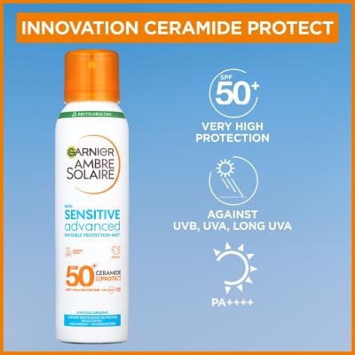 Garnier Ambre Solaire Sensitive Advanced Invisible Protection Mist SPF50+ Fényvédő készítmény testre 150 ml