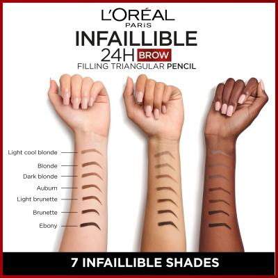 L&#039;Oréal Paris Infaillible Brows 24H Filling Triangular Pencil Szemöldökceruza nőknek 1 ml Változat 03 Dark Brunette
