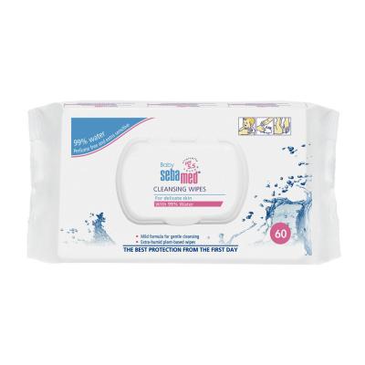 SebaMed Baby Cleansing Wipes With 99% Water Sminkeltávolító nedves törlőkendők gyermekeknek 60 db