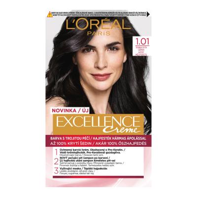 L&#039;Oréal Paris Excellence Creme Triple Protection Hajfesték nőknek 48 ml Változat 1,01 Dark Deep Black