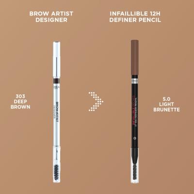 L&#039;Oréal Paris Infaillible Brows 12H Definer Pencil Szemöldökceruza nőknek 1 g Változat 5.0 Light Brunette