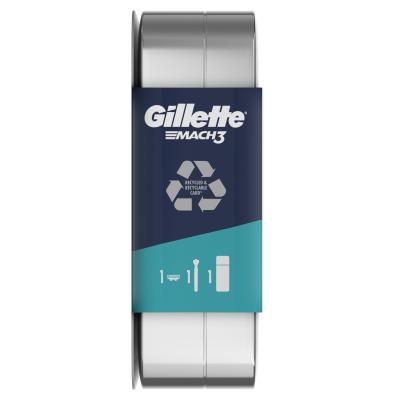 Gillette Mach3 Ajándékcsomagok borotva 1 db + Soothing With Aloe Vera Sensitive borotvagél 75 ml + fémfoboz