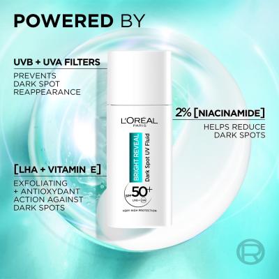 L&#039;Oréal Paris Bright Reveal Dark Spot UV Fluid SPF50+ Nappali arckrém nőknek 50 ml