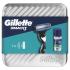Gillette Mach3 Ajándékcsomagok borotva 1 db + Soothing With Aloe Vera Sensitive borotvagél 75 ml + fémfoboz