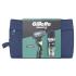 Gillette Mach3 Ajándékcsomagok borotva 1 db + borotvabetét 1 db + Series Soothing With Aloe Vera Sensitive Shave Gel borotvagél 200 ml + kozmetikai táska