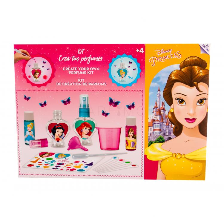Disney Princess Princess Ajándékcsomagok parfümkészítő szett – Eau de Toilette 2 x 10 ml + üres üveg 2 db + öntapadó matricák + csöpögtető + mérce + tölcsér + tesztpapírok
