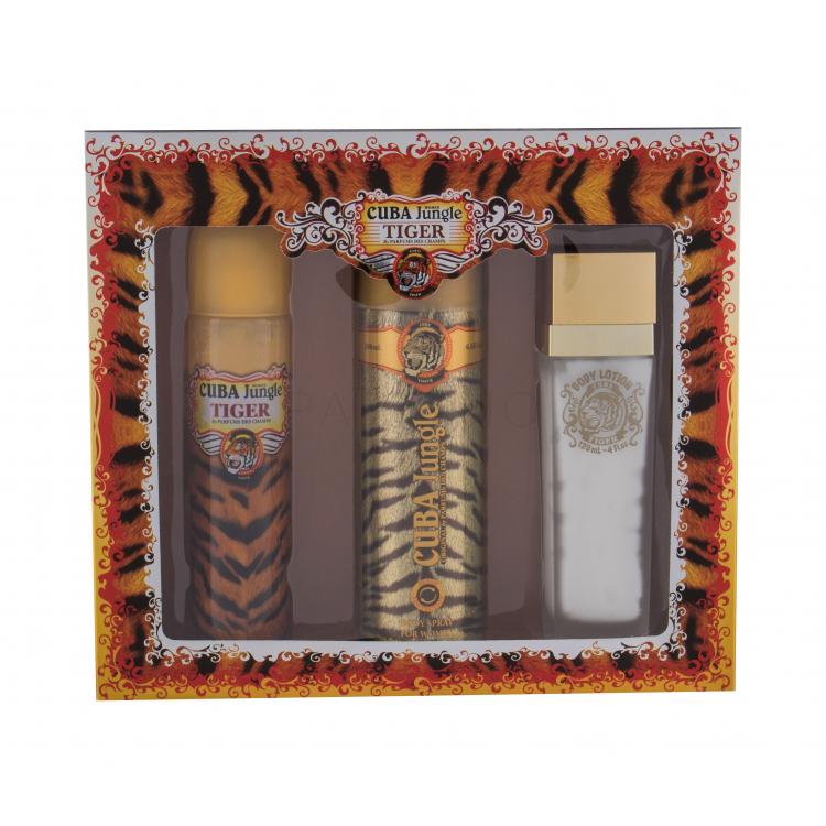 Cuba Jungle Tiger Ajándékcsomagok Eau de Parfum 100 ml + dezodor 200 ml + testápoló 130 ml