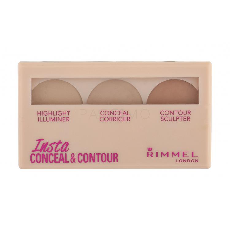 Rimmel London Insta Conceal &amp; Contour Kontúrozó paletta nőknek 8,4 g Változat 010 Light