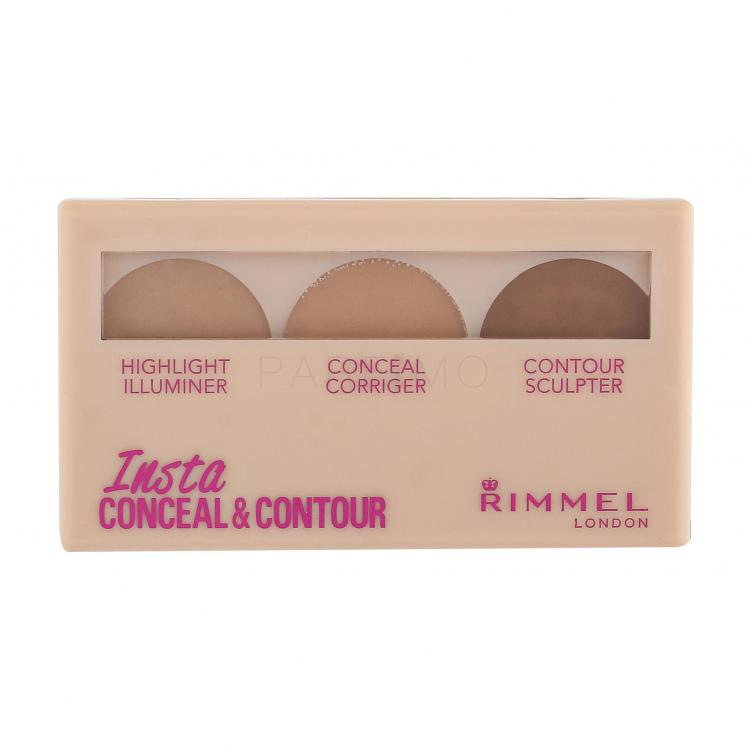 Rimmel London Insta Conceal &amp; Contour Kontúrozó paletta nőknek 8,4 g Változat 020 Medium
