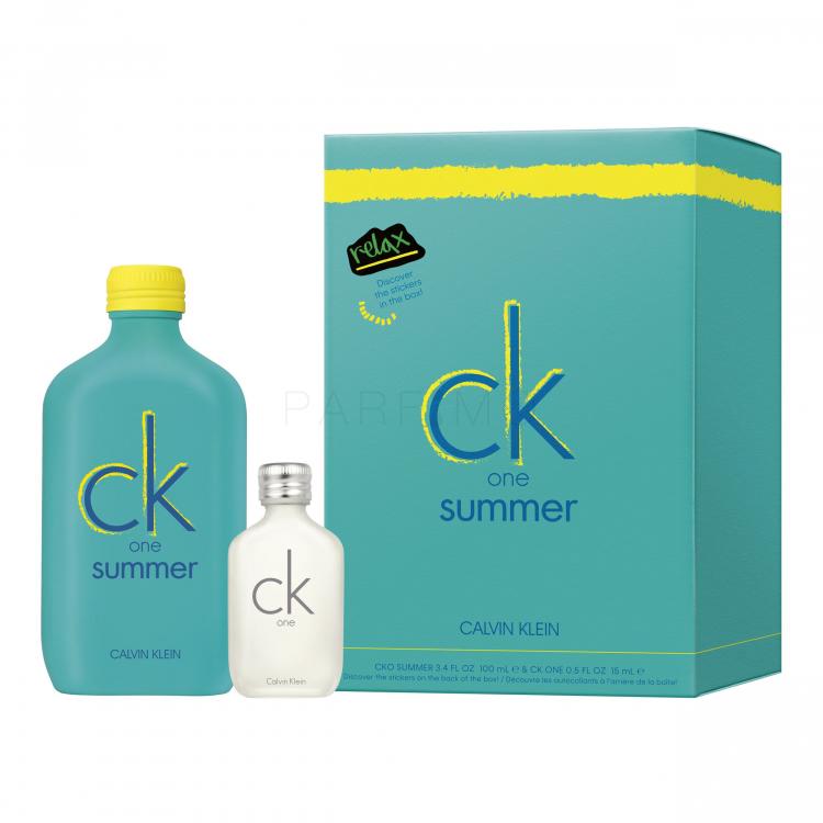Calvin Klein CK One Summer 2020 Ajándékcsomagok Eau de Toilette 100 ml + CK One Eau de Toilette 15 ml + öntapadó matricák