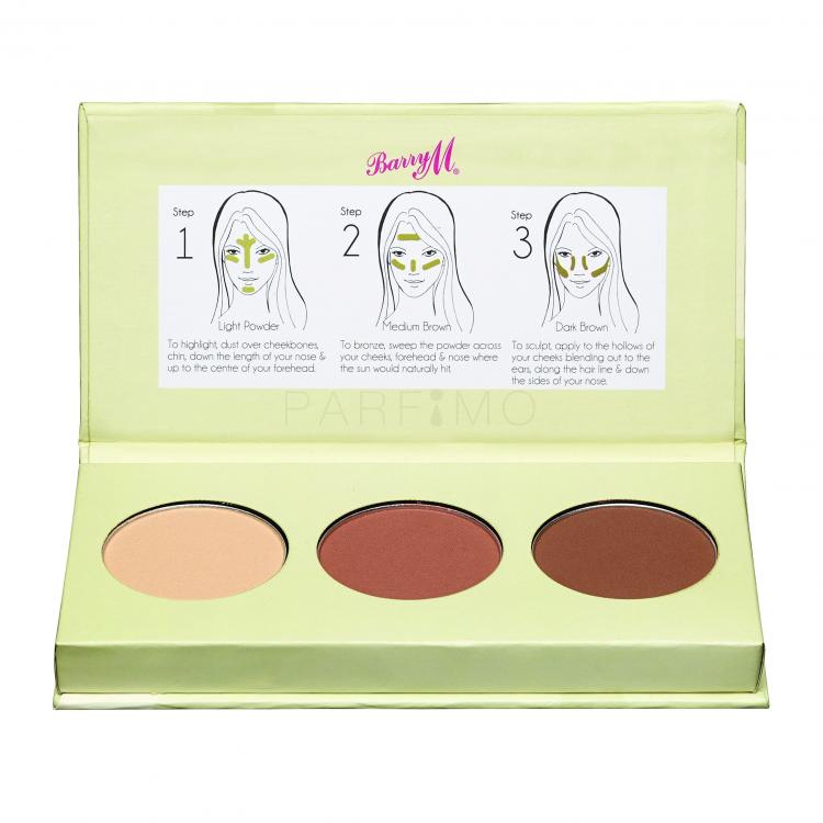 Barry M Flawless Chisel Cheeks Contour Kit Púder nőknek 2,5 g Változat Light - Medium