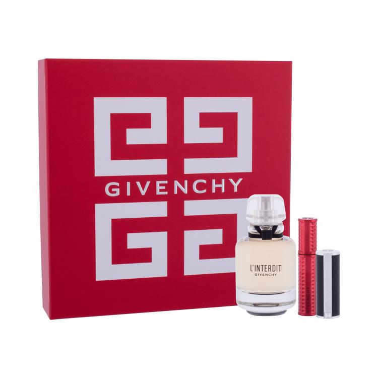 Givenchy L&#039;Interdit Ajándékcsomagok Eau de Parfum 50 ml +Le Rouge ajakrúzs 1,5 g 333 L´Interdit + Volume Disturbia szempillaspirál 4 g 01 Black Disturbia