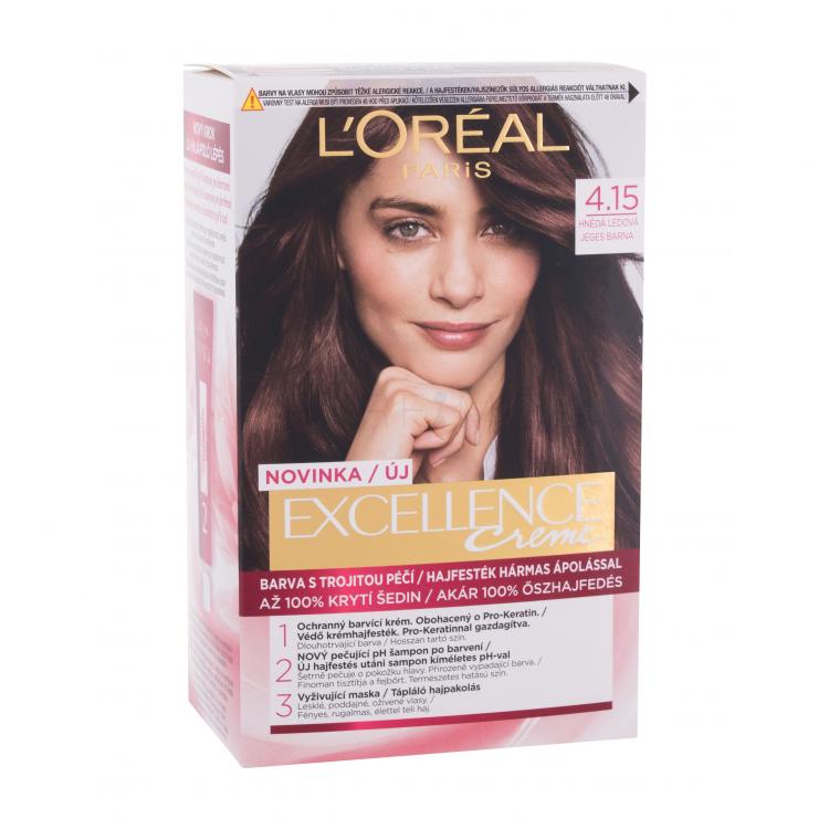 L&#039;Oréal Paris Excellence Creme Triple Protection Hajfesték nőknek 48 ml Változat 4,15 Frosted Brown