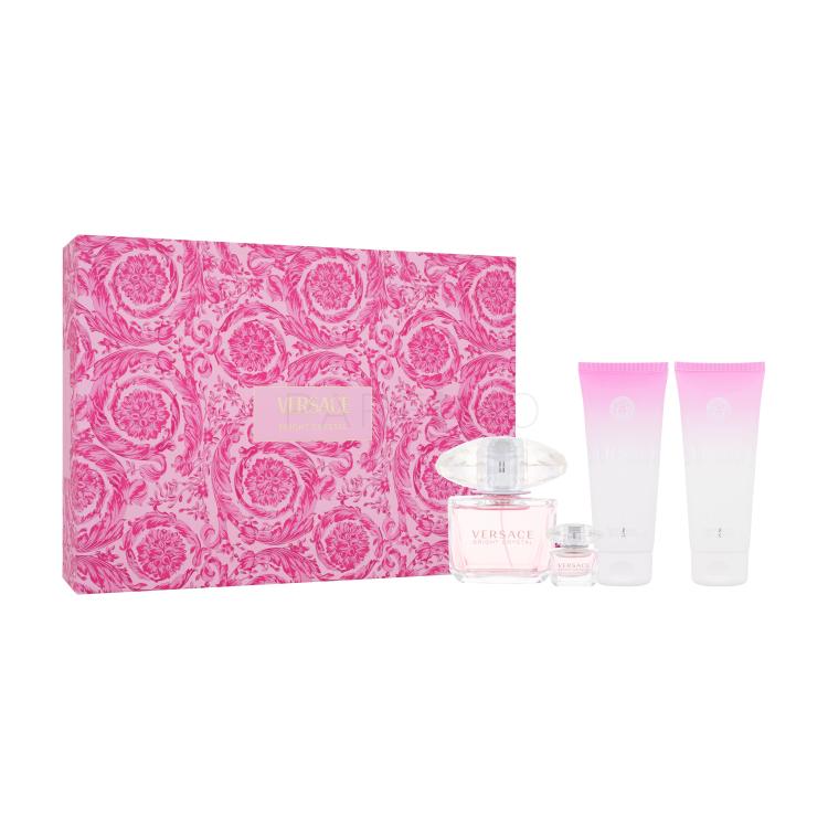 Versace Bright Crystal Ajándékcsomagok Eau de Toilette 90 ml + Eau de Toilette 5 ml + testápoló tej 100 ml + tusfürdő 100 ml