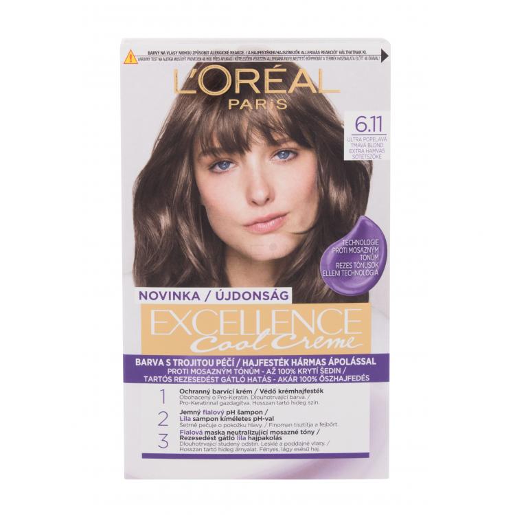 L&#039;Oréal Paris Excellence Cool Creme Hajfesték nőknek 48 ml Változat 6,11 Ultra Ash Dark Blond