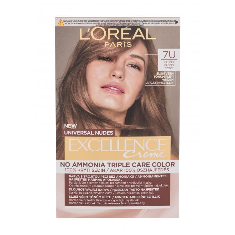 L&#039;Oréal Paris Excellence Creme Triple Protection No Ammonia Hajfesték nőknek 48 ml Változat 7U Blond