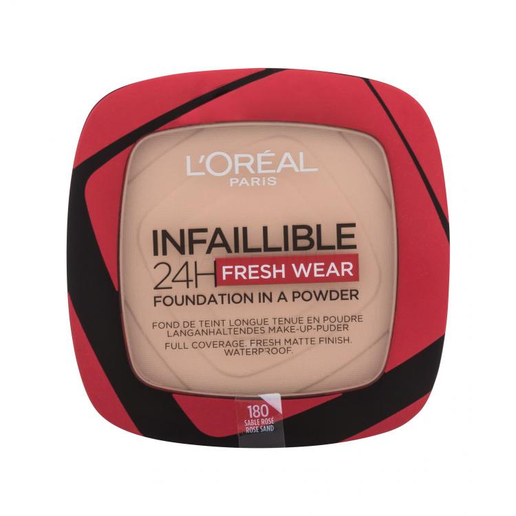 L'Oréal Paris Infaillible 24H Fresh Wear Foundation In A Powder Alapozó nőknek 9 g Változat 180 Rose Sand