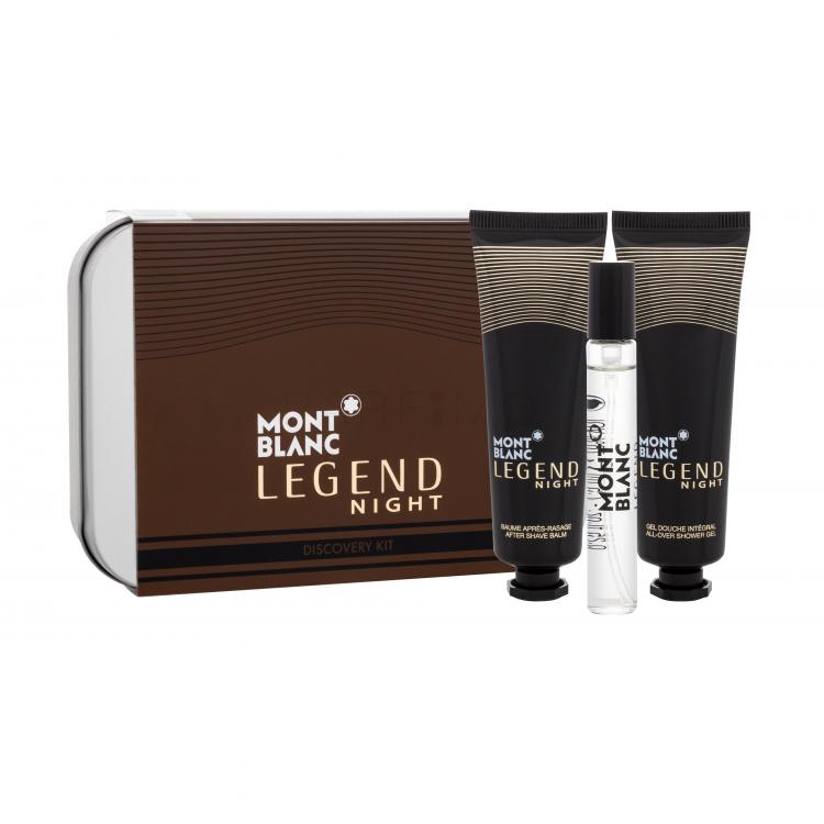 Montblanc Legend Night Ajándékcsomagok Eau de Parfum 7,5 ml + borotválkozás utáni balzsam 30 ml + tusfürdő 30 ml