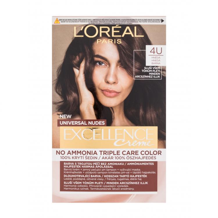 L&#039;Oréal Paris Excellence Creme Triple Protection Hajfesték nőknek 48 ml Változat 4U Brown