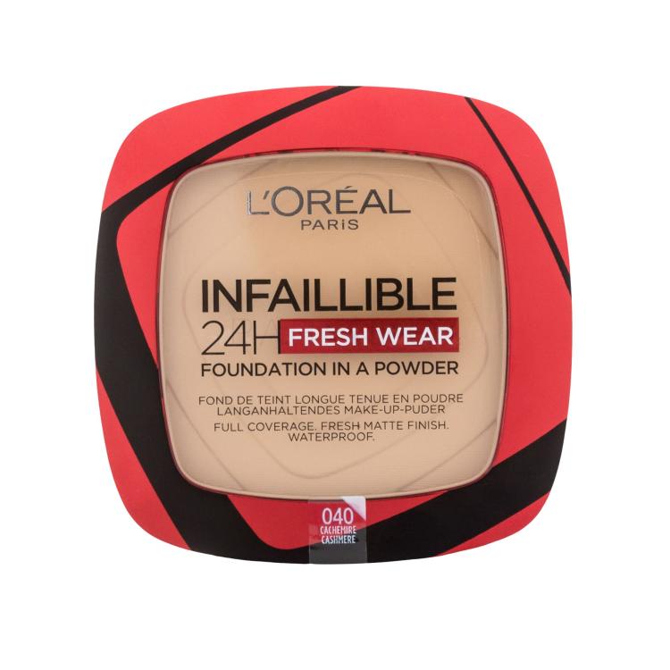 L'Oréal Paris Infaillible 24H Fresh Wear Foundation In A Powder Alapozó nőknek 9 g Változat 040 Cashmere