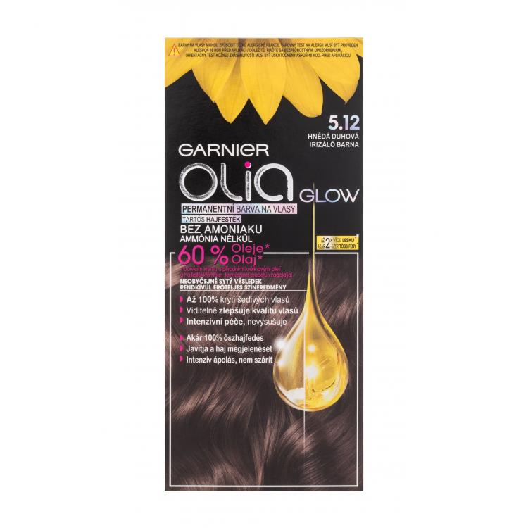 Garnier Olia Permanent Hair Color Glow Hajfesték nőknek 50 g Változat 5.12 Brown Rainbow
