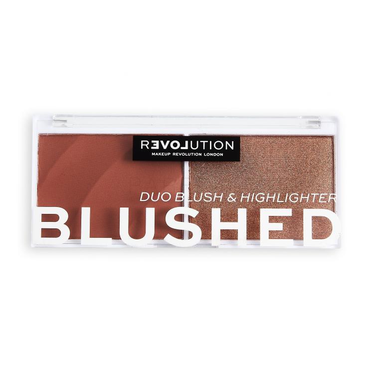 Revolution Relove Colour Play Blushed Duo Blush &amp; Highlighter Kontúrozó paletta nőknek 5,8 g Változat Baby