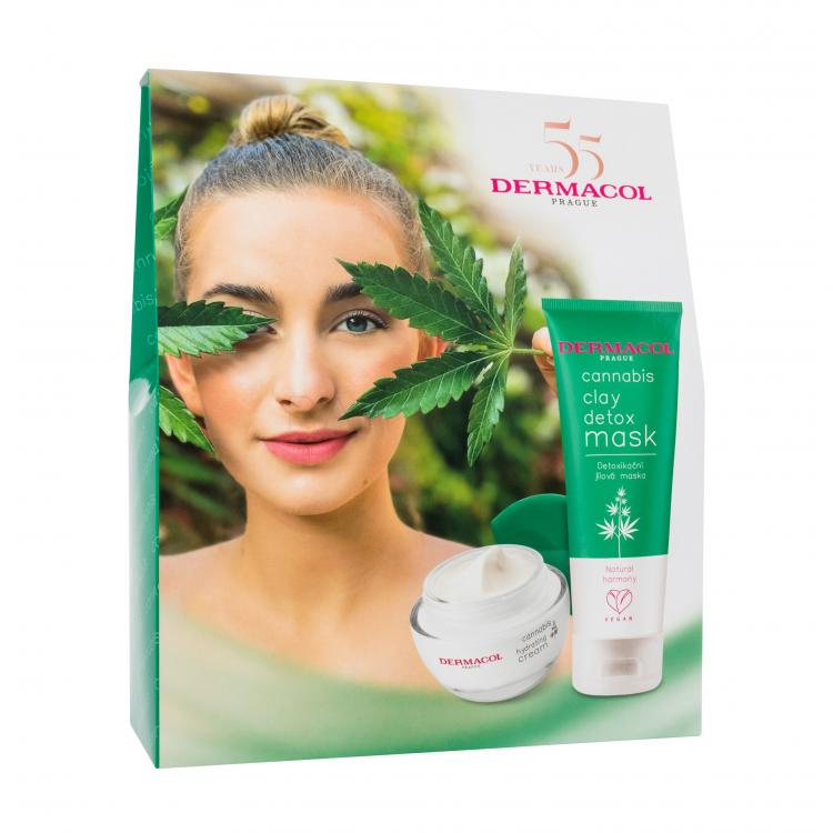 Dermacol Cannabis Gift Set Ajándékcsomagok Cannabis Clay Detox Mask arcmaszk 100 ml + Cannabis Hydrating Cream arckrém 50 ml