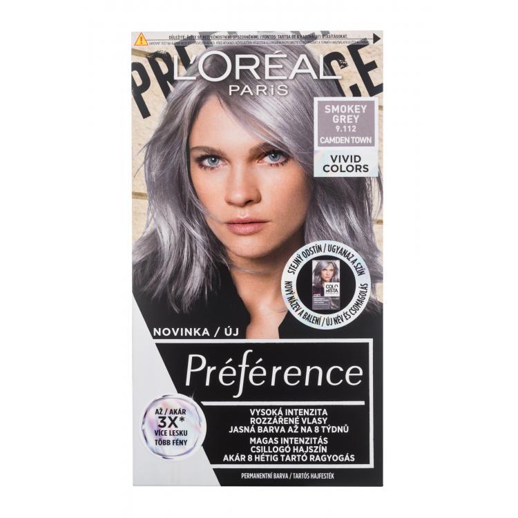 L&#039;Oréal Paris Préférence Vivid Colors Hajfesték nőknek 60 ml Változat 9,112 Smokey Grey