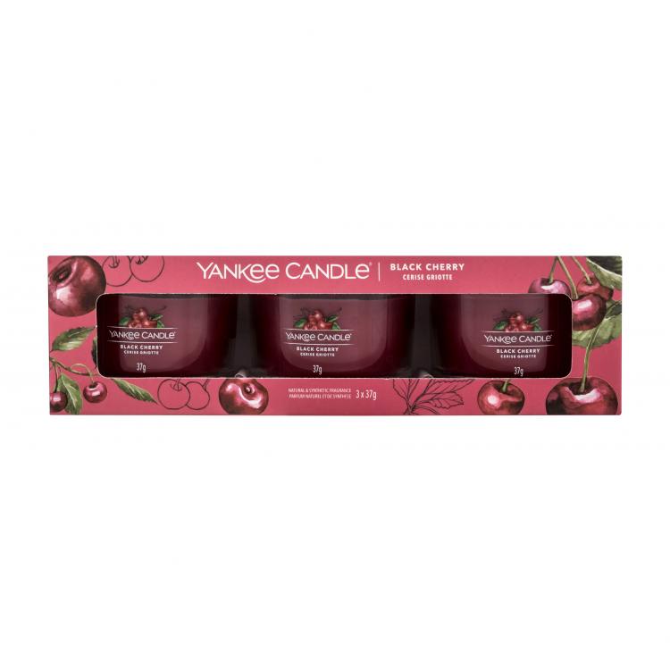 Yankee Candle Black Cherry Ajándékcsomagok illatgyertya 3 x 37 g