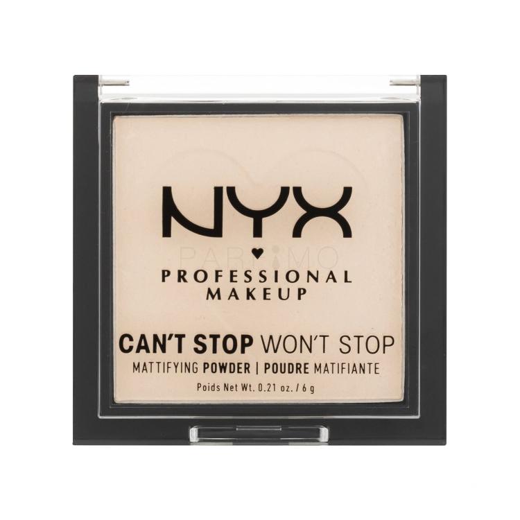 NYX Professional Makeup Can&#039;t Stop Won&#039;t Stop Mattifying Powder Púder nőknek 6 g Változat 01 Fair