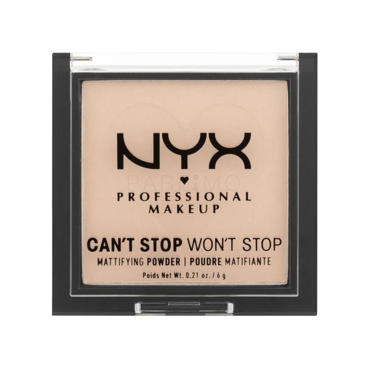 NYX Professional Makeup Can&#039;t Stop Won&#039;t Stop Mattifying Powder Púder nőknek 6 g Változat 02 Light