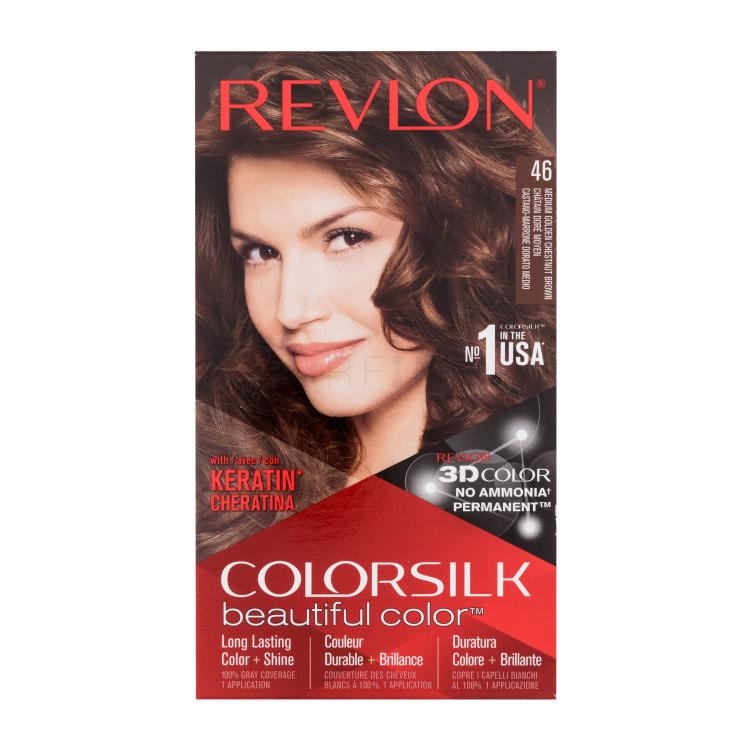 Revlon Colorsilk Beautiful Color Hajfesték nőknek Változat 46 Medium Golden Chestnut Brown Szett