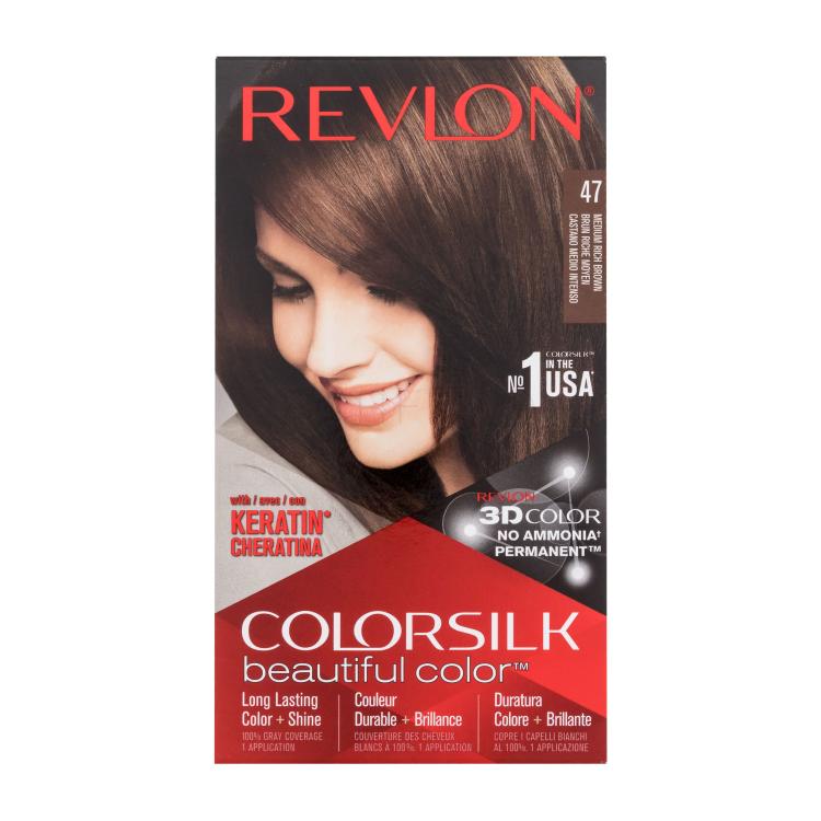 Revlon Colorsilk Beautiful Color Hajfesték nőknek Változat 47 Medium Rich Brown Szett