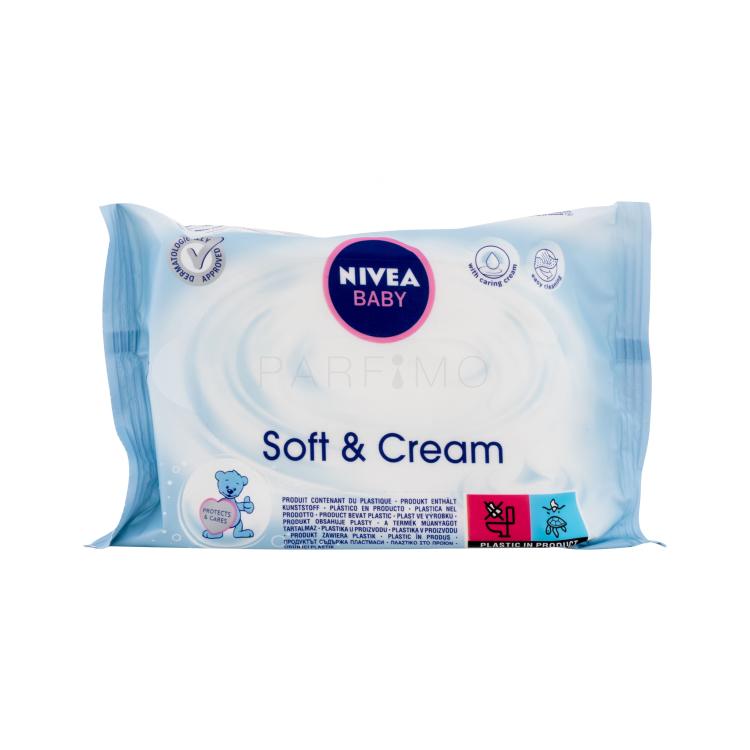 Nivea Baby Soft &amp; Cream Sminkeltávolító nedves törlőkendők gyermekeknek 20 db