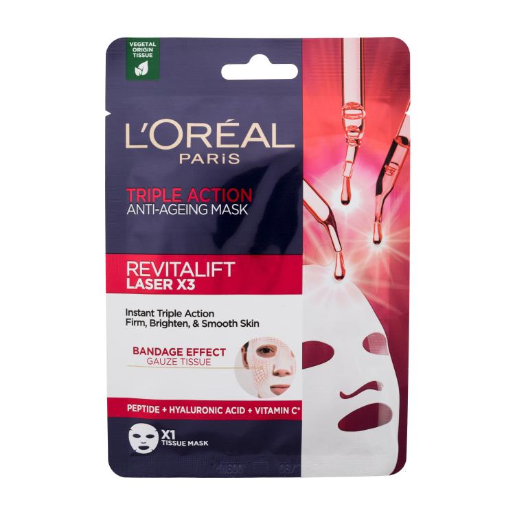 L&#039;Oréal Paris Revitalift Laser X3 Triple Action Tissue Mask Arcmaszk nőknek 28 g