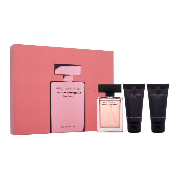 Narciso Rodriguez For Her Musc Noir Rose Ajándékcsomagok Eau de Parfum 50 ml + testápoló tej 50 ml + tusfürdő 50 ml