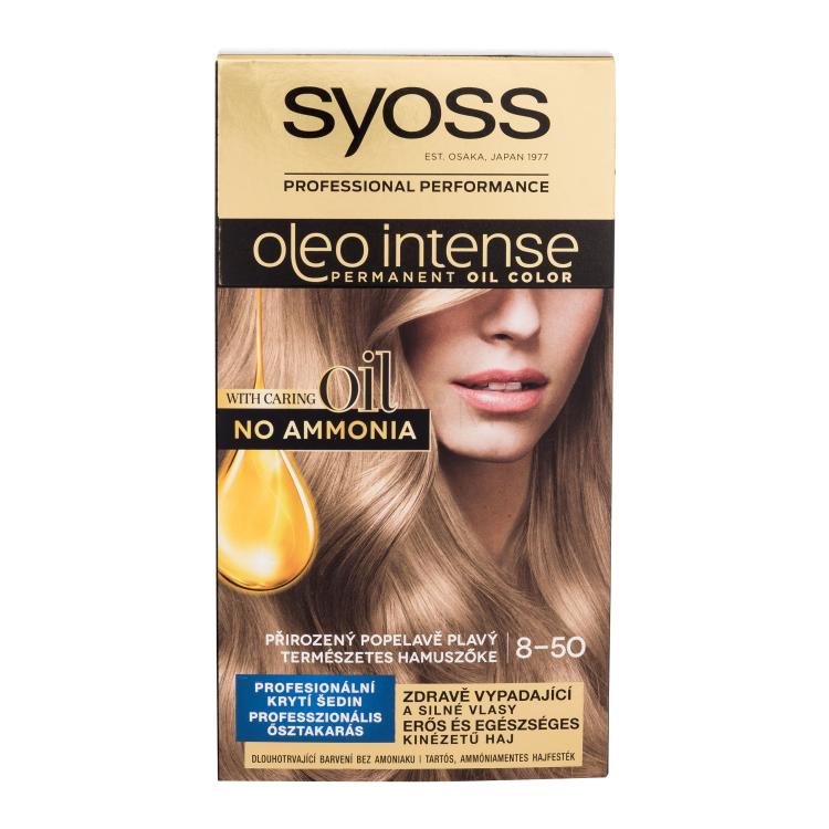 Syoss Oleo Intense Permanent Oil Color Hajfesték nőknek 50 ml Változat 8-50 Natural Ashy Blond