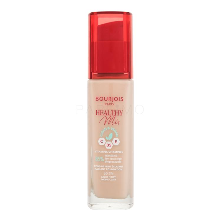 BOURJOIS Paris Healthy Mix Clean &amp; Vegan Radiant Foundation Alapozó nőknek 30 ml Változat 50,5N Light Ivory