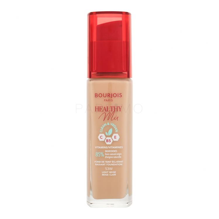 BOURJOIS Paris Healthy Mix Clean &amp; Vegan Radiant Foundation Alapozó nőknek 30 ml Változat 53W Light Beige