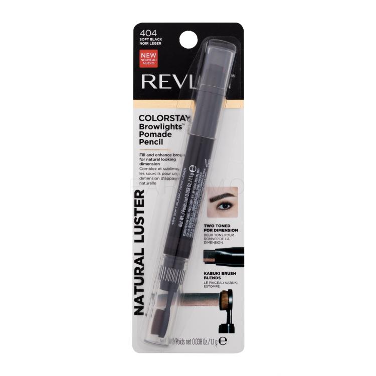 Revlon Colorstay Browlights Pomade Pencil Szemöldökceruza nőknek 1,1 g Változat 404 Soft Black