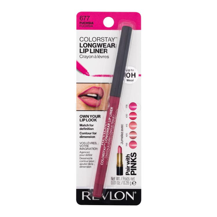 Revlon Colorstay Longwear Lip Liner Szájkontúrceruza nőknek 0,28 g Változat 677 Fuchsia