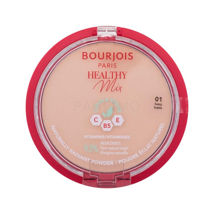 BOURJOIS Paris Healthy Mix Clean &amp; Vegan Naturally Radiant Powder Púder nőknek 10 g Változat 01 Ivory