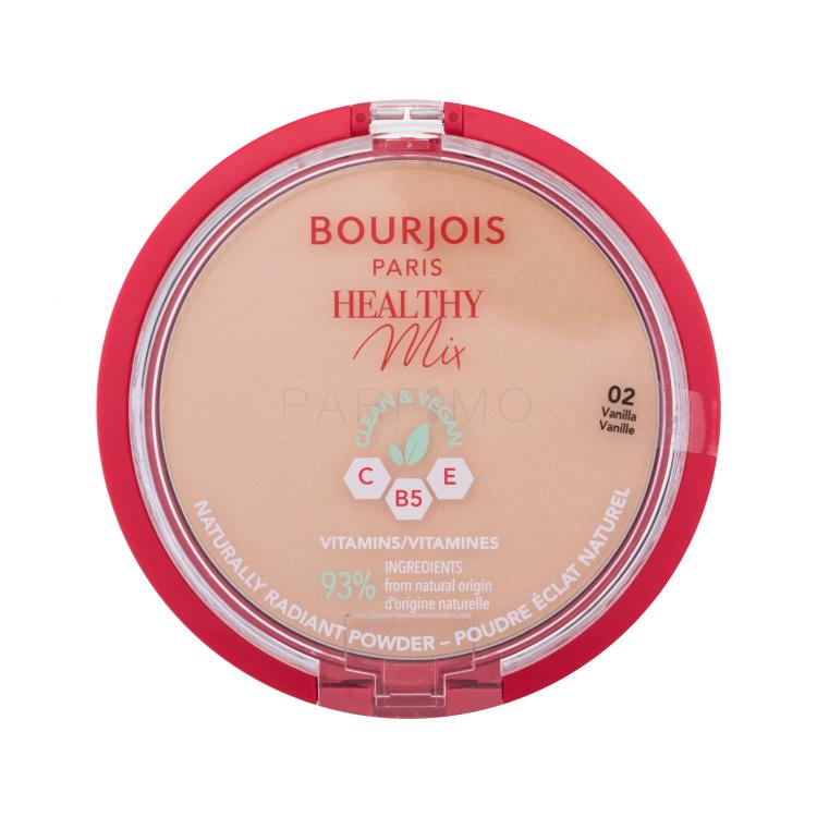 BOURJOIS Paris Healthy Mix Clean &amp; Vegan Naturally Radiant Powder Púder nőknek 10 g Változat 02 Vanilla